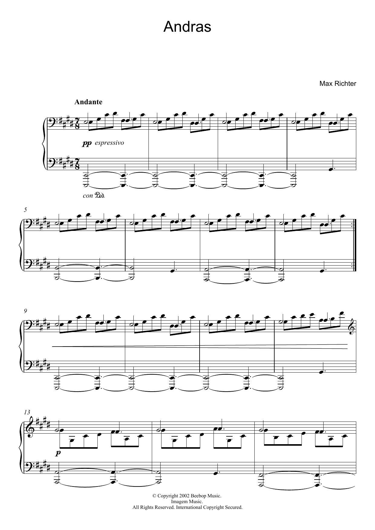 Max Richter Andras Sheet Music Notes & Chords for Piano - Download or Print PDF