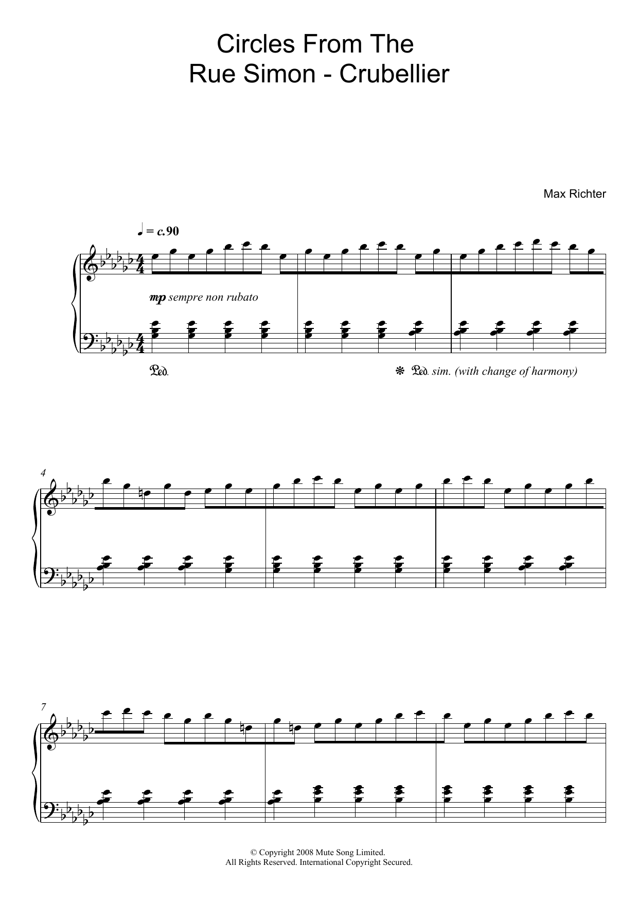 Max Richter Circles From The Rue Simon-Crubellier Sheet Music Notes & Chords for Piano - Download or Print PDF
