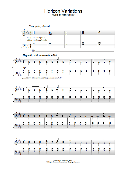 Max Richter Horizon Variations Sheet Music Notes & Chords for Piano - Download or Print PDF