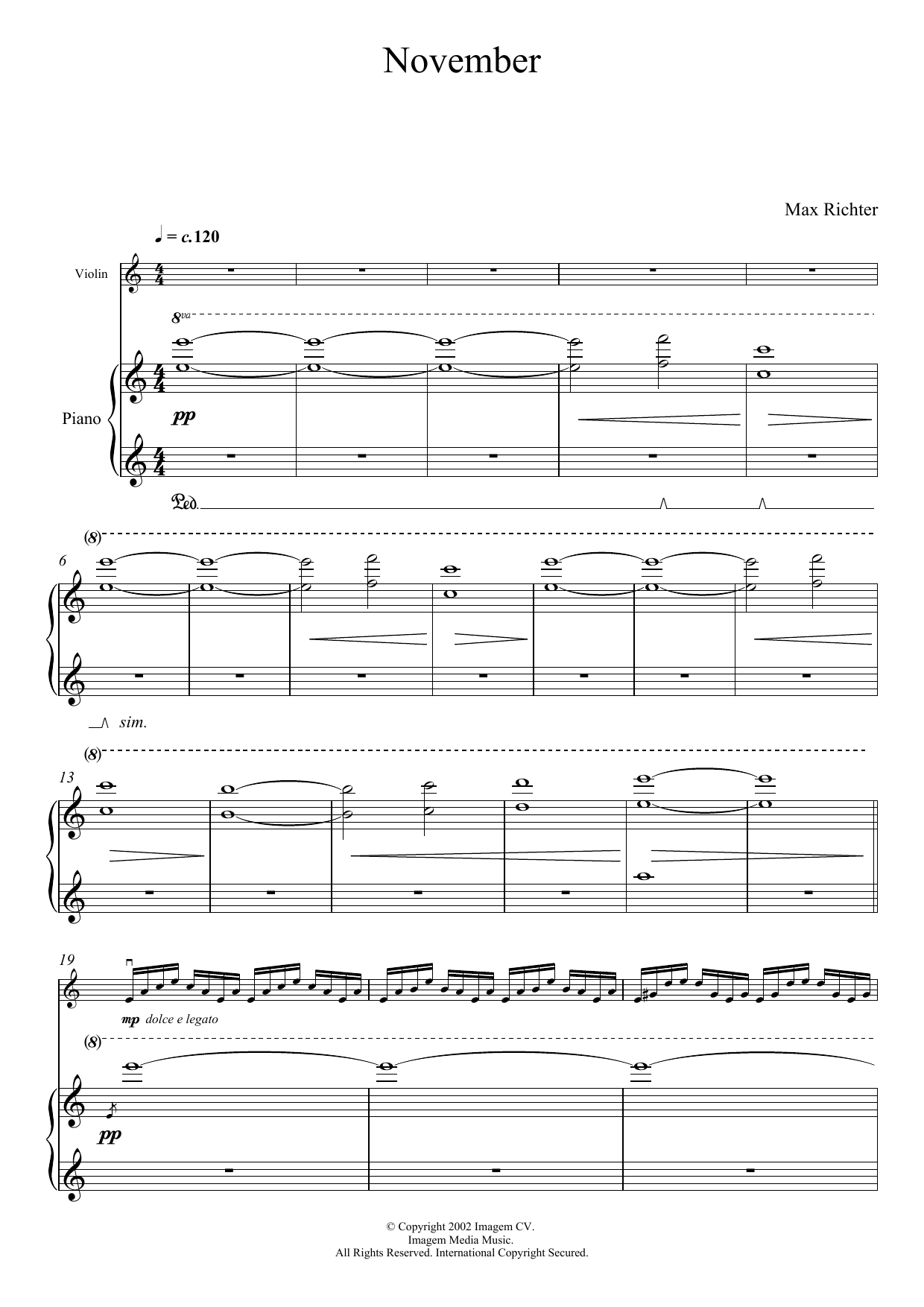 Max Richter November Sheet Music Notes & Chords for Violin - Download or Print PDF