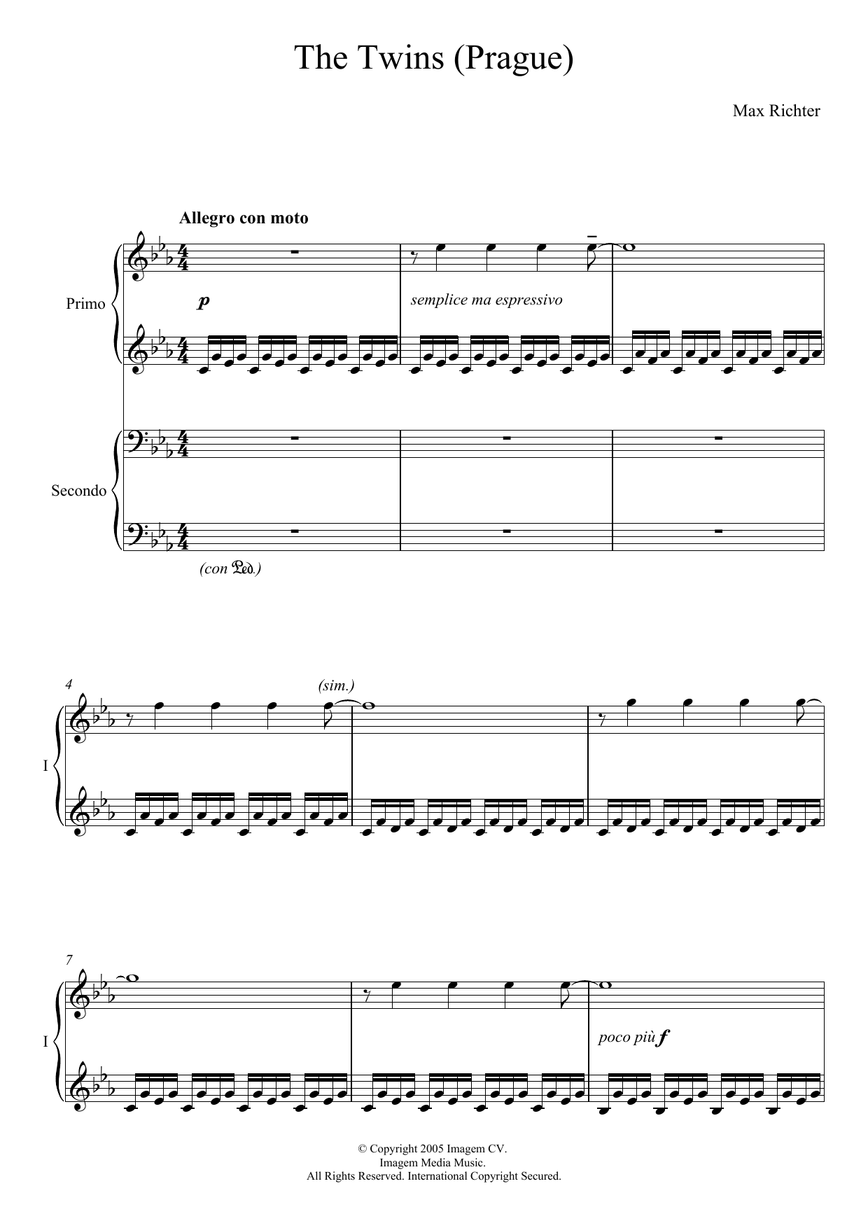 Max Richter The Twins Sheet Music Notes & Chords for Piano Duet - Download or Print PDF