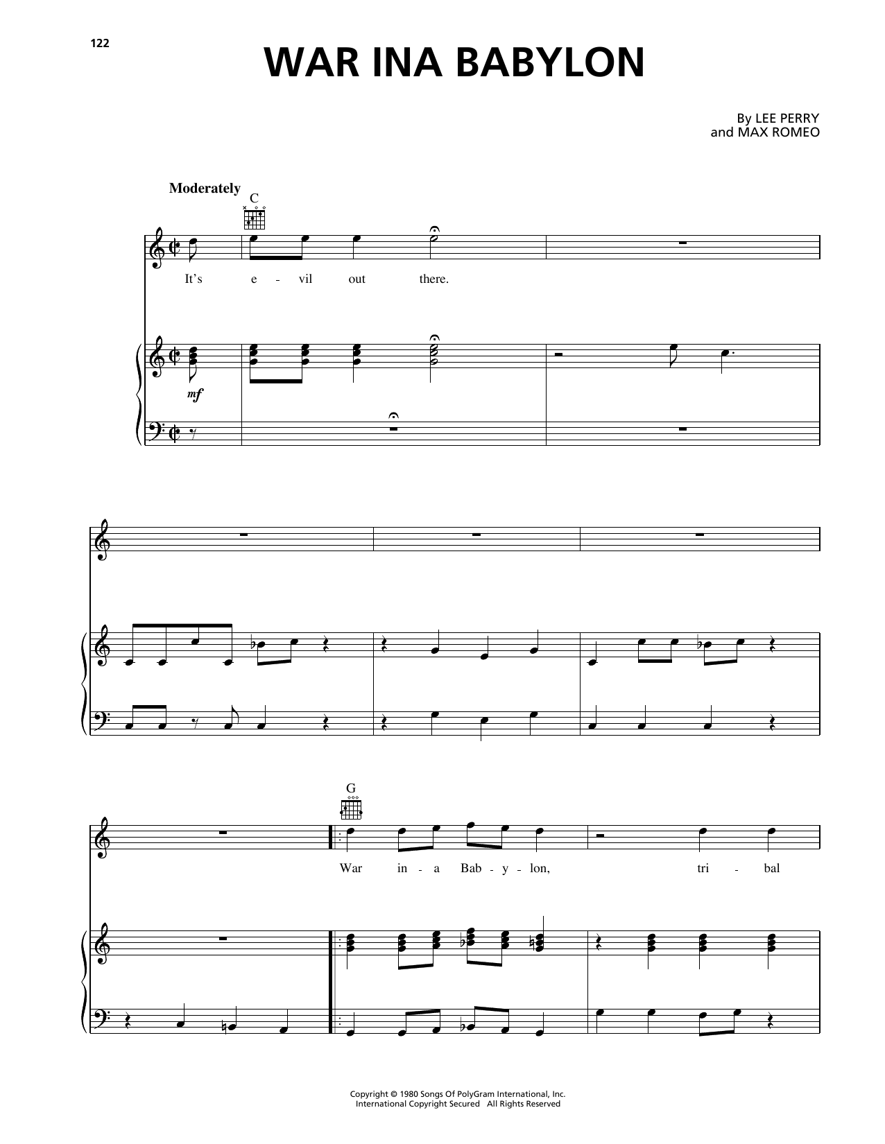 Max Romeo War Ina Babylon Sheet Music Notes & Chords for Piano, Vocal & Guitar Chords (Right-Hand Melody) - Download or Print PDF