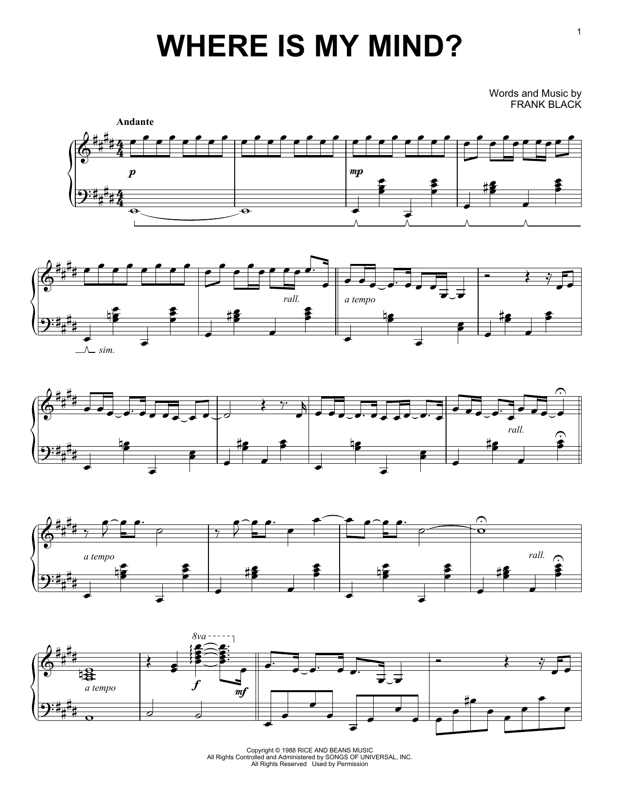 Maxence Cyrin Where Is My Mind? Sheet Music Notes & Chords for Easy Piano - Download or Print PDF