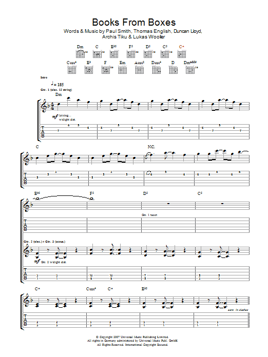 Maximo Park Books From Boxes Sheet Music Notes & Chords for Guitar Tab - Download or Print PDF