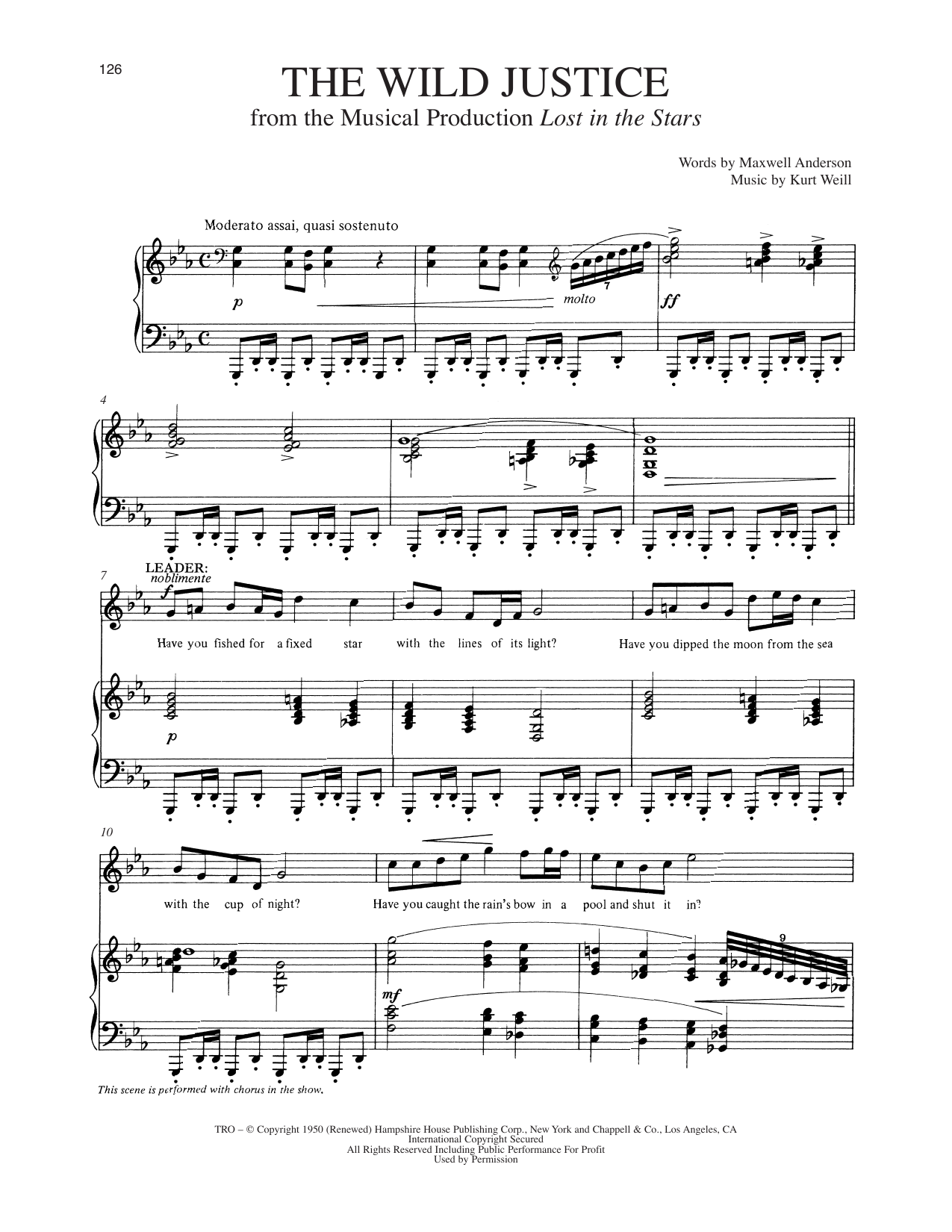Maxwell Anderson The Wild Justice (from Lost In The Stars) Sheet Music Notes & Chords for Piano & Vocal - Download or Print PDF