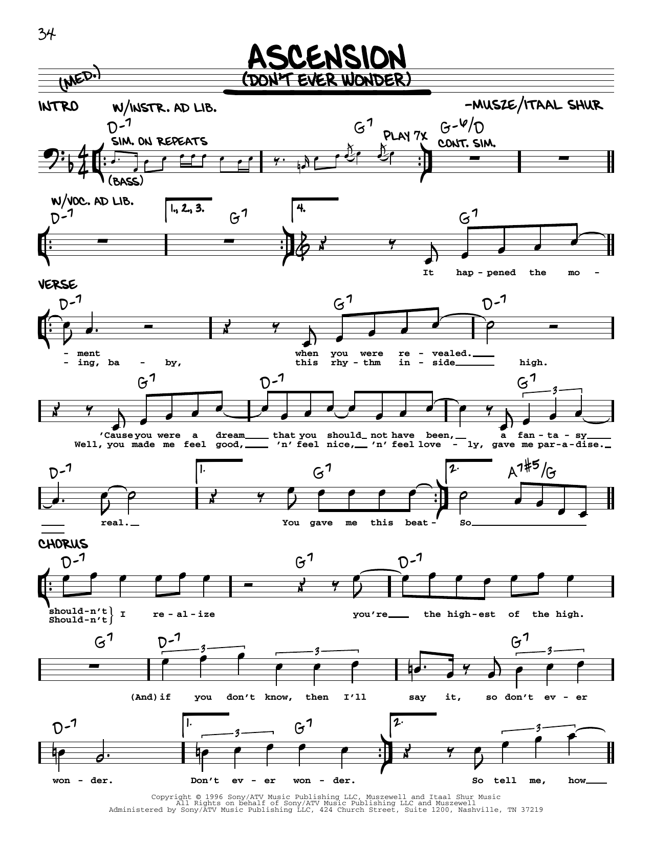 Maxwell Ascension (Don't Ever Wonder) Sheet Music Notes & Chords for Real Book – Melody & Chords - Download or Print PDF