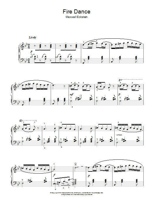 Maxwell Eckstein Fire Dance Sheet Music Notes & Chords for Piano - Download or Print PDF