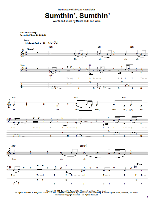 Maxwell Sumthin', Sumthin' Sheet Music Notes & Chords for Bass Guitar Tab - Download or Print PDF
