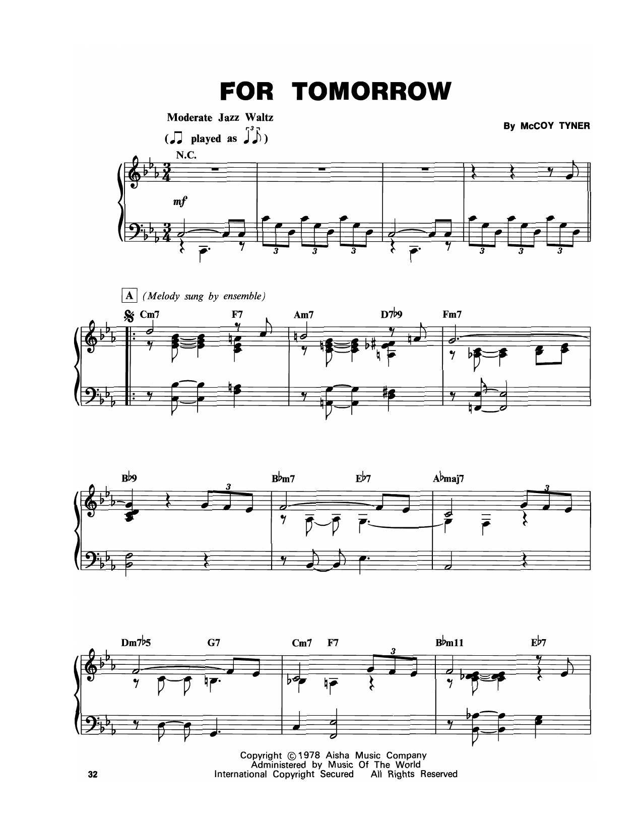 McCoy Tyner For Tomorrow Sheet Music Notes & Chords for Piano Transcription - Download or Print PDF McCoy Tyner For Tomorrow Sheet Music Notes & Chords for Piano Transcription - Download or Print PDF