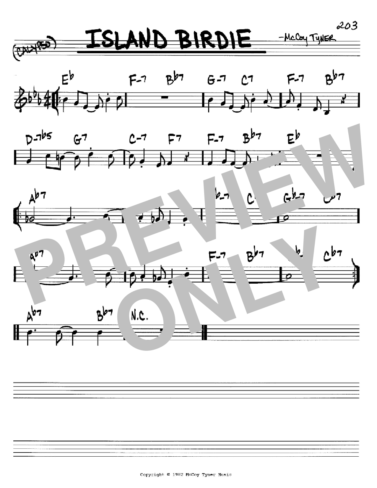McCoy Tyner Island Birdie Sheet Music Notes & Chords for Real Book – Melody & Chords – C Instruments - Download or Print PDF
