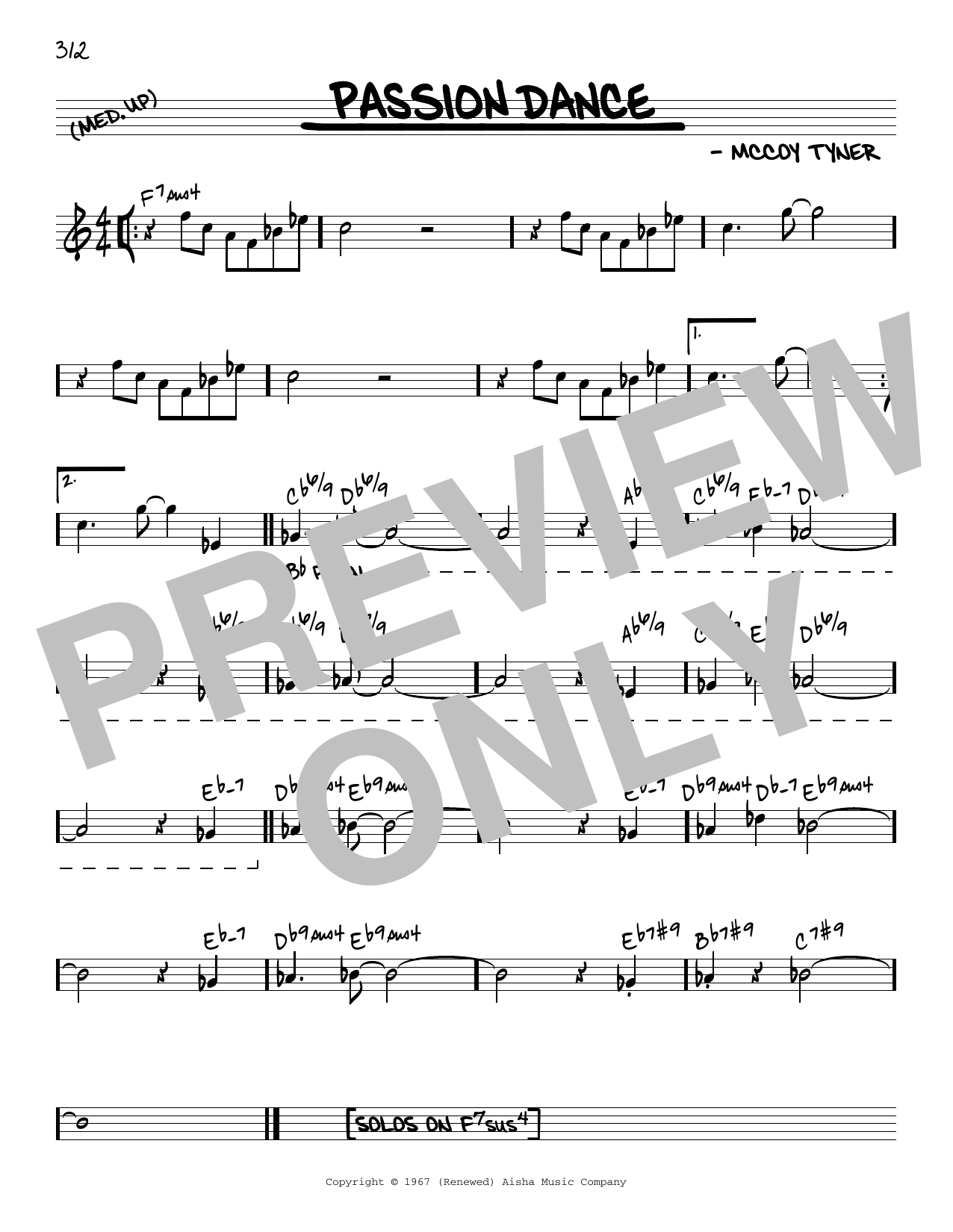 McCoy Tyner Passion Dance [Reharmonized version] (arr. Jack Grassel) Sheet Music Notes & Chords for Real Book – Melody & Chords - Download or Print PDF