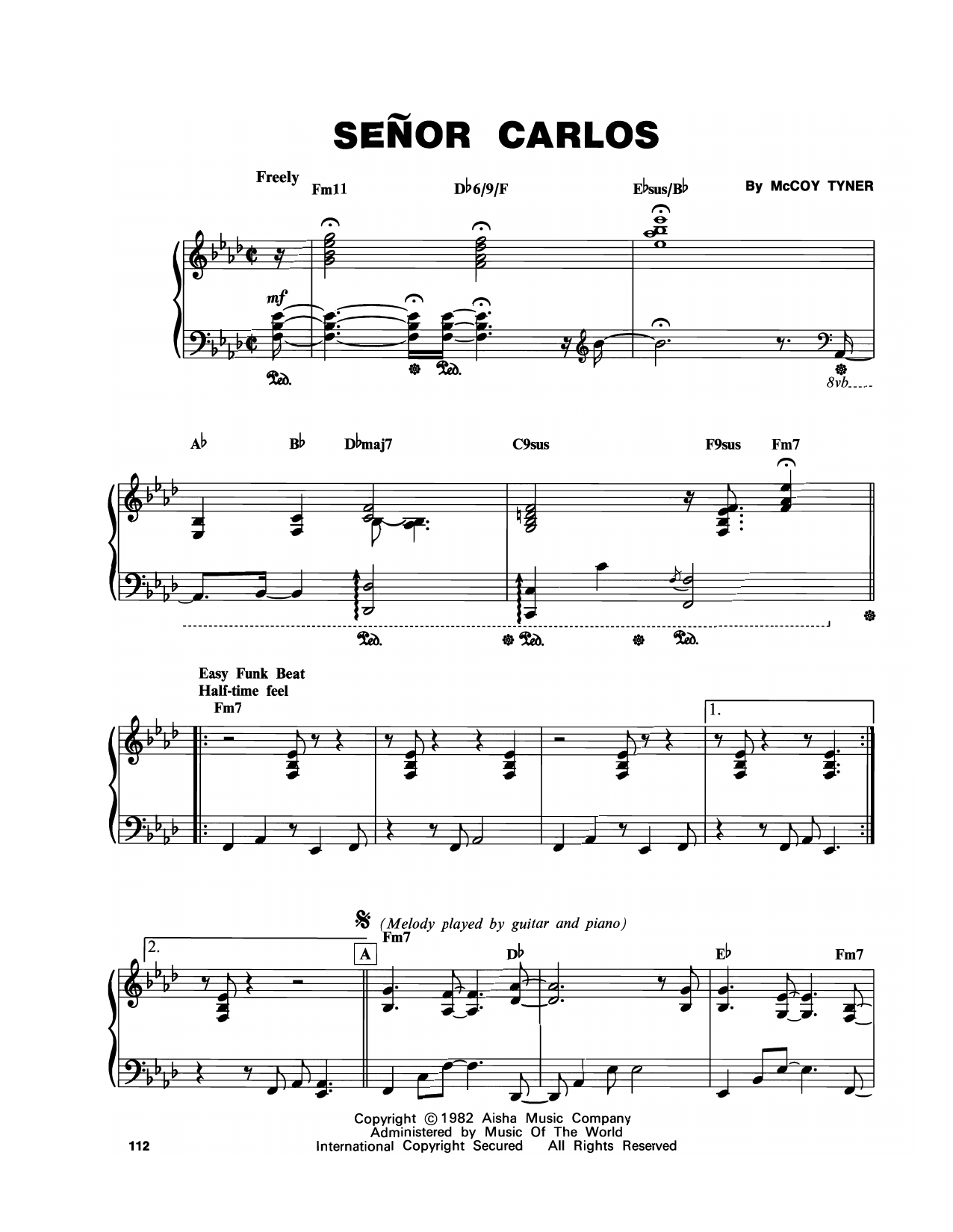 McCoy Tyner Senor Carlos Sheet Music Notes & Chords for Piano Transcription - Download or Print PDF