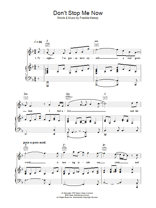 McFly Don't Stop Me Now Sheet Music Notes & Chords for Piano, Vocal & Guitar - Download or Print PDF