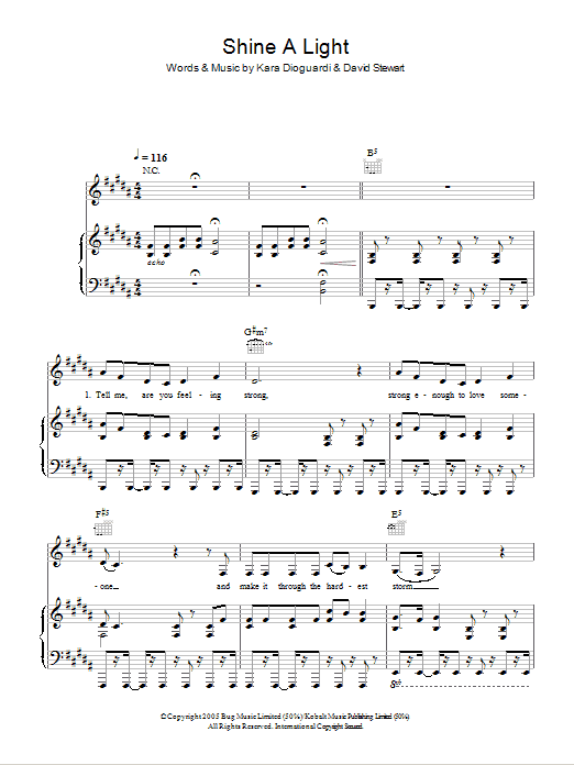 McFly featuring Taio Cruz Shine A Light Sheet Music Notes & Chords for Piano, Vocal & Guitar (Right-Hand Melody) - Download or Print PDF