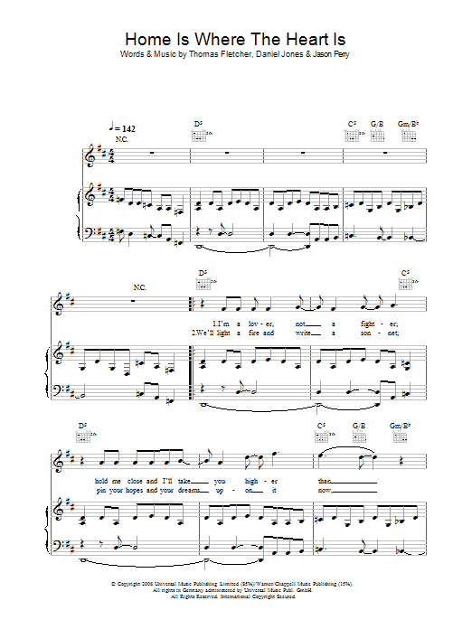 McFly Home Is Where The Heart Is Sheet Music Notes & Chords for Piano, Vocal & Guitar - Download or Print PDF