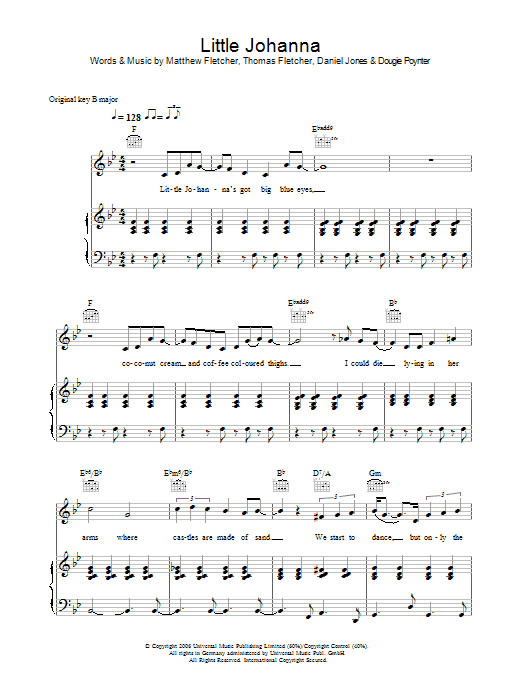 McFly Little Joanna Sheet Music Notes & Chords for Piano, Vocal & Guitar - Download or Print PDF