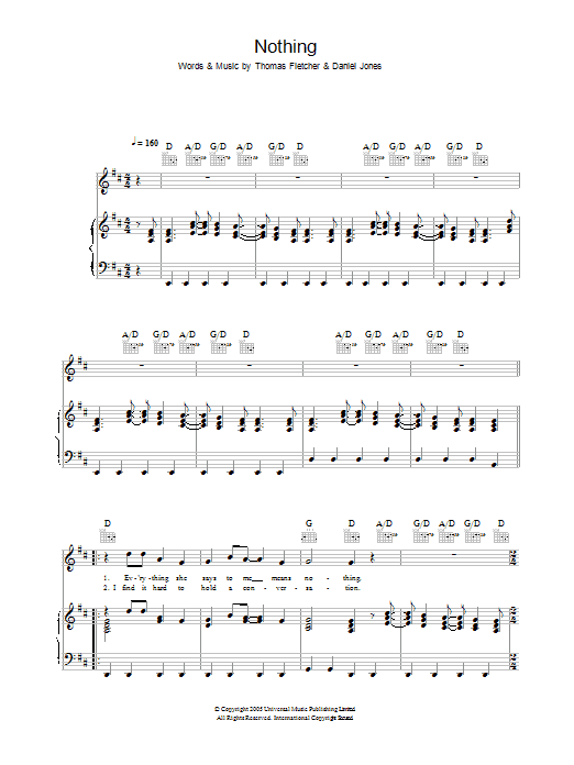 McFly Nothing Sheet Music Notes & Chords for Piano, Vocal & Guitar (Right-Hand Melody) - Download or Print PDF McFly Nothing Sheet Music Notes & Chords for Piano, Vocal & Guitar (Right-Hand Melody) - Download or Print PDF