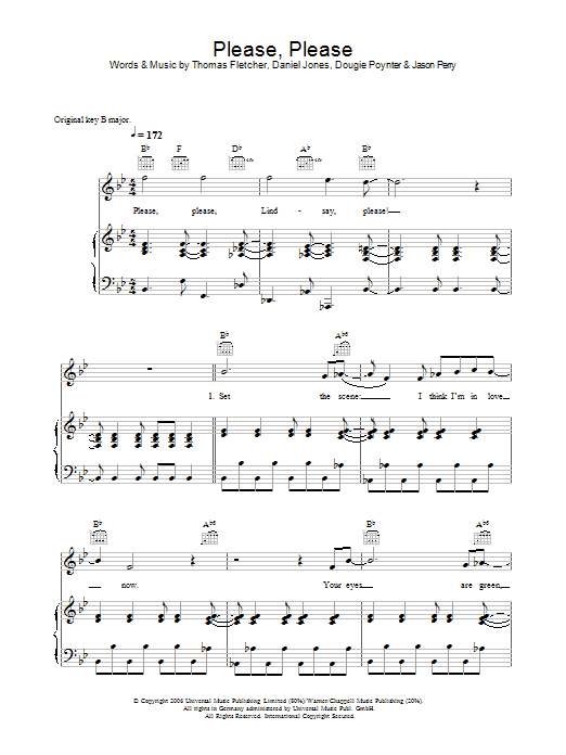 McFly Please, Please Sheet Music Notes & Chords for Piano, Vocal & Guitar - Download or Print PDF