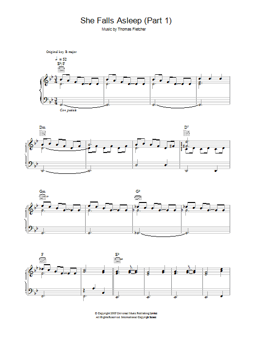 McFly She Falls Asleep Part 1 Sheet Music Notes & Chords for Piano - Download or Print PDF
