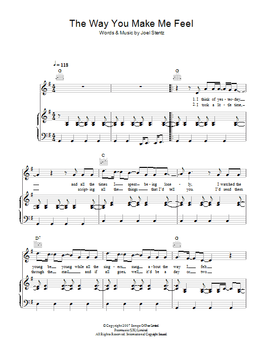 McFly The Way You Make Me Feel Sheet Music Notes & Chords for Piano, Vocal & Guitar - Download or Print PDF