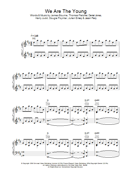 McFly We Are The Young Sheet Music Notes & Chords for Piano, Vocal & Guitar - Download or Print PDF