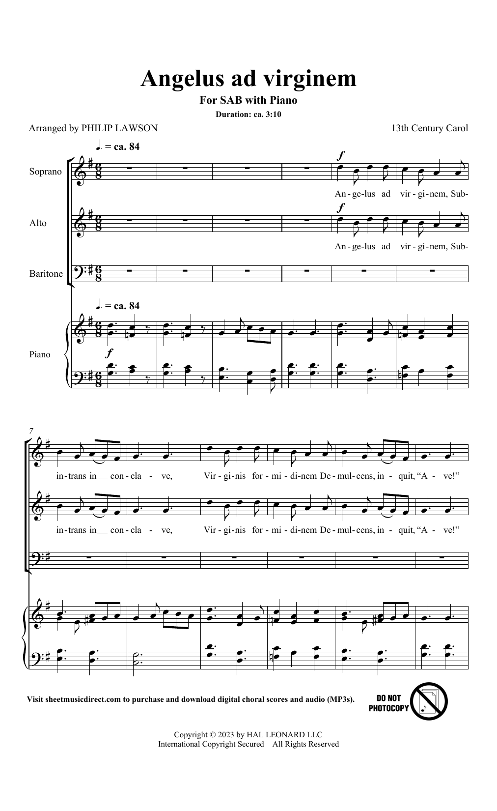 Medieval Carol Angelus Ad Virginem (arr. Philip Lawson) Sheet Music Notes & Chords for SAB Choir - Download or Print PDF