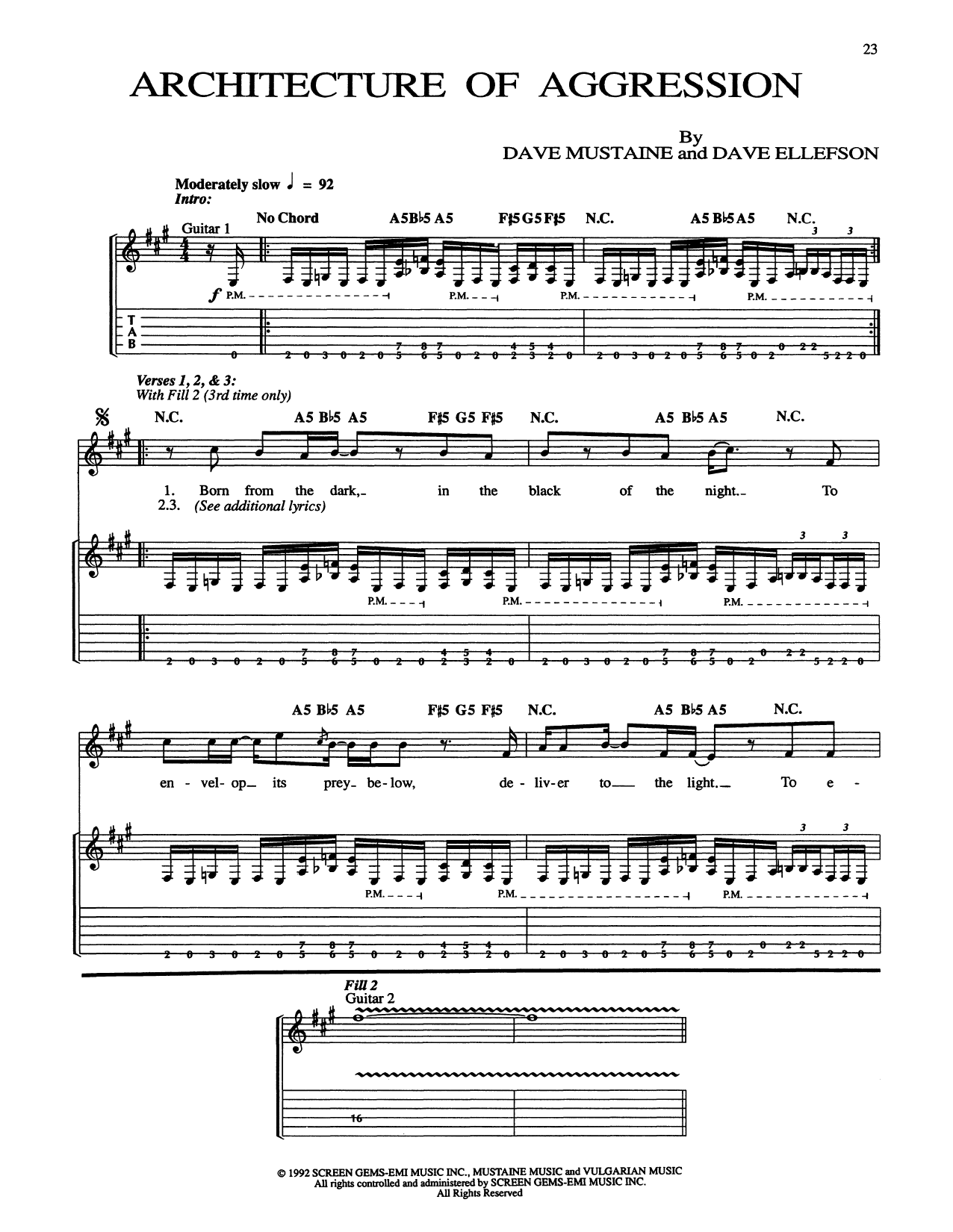Megadeth Architecture Of Aggression Sheet Music Notes & Chords for Guitar Tab - Download or Print PDF