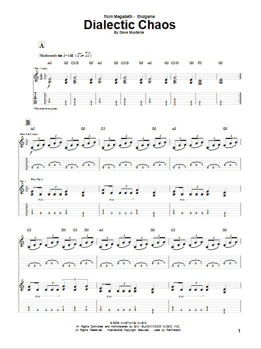 Megadeth Dialectic Chaos Sheet Music Notes & Chords for Guitar Tab - Download or Print PDF