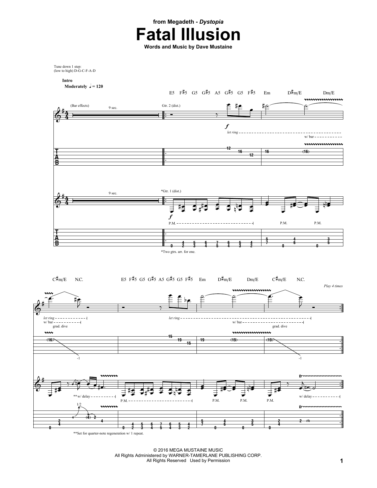 Megadeth Fatal Illusion Sheet Music Notes & Chords for Guitar Tab - Download or Print PDF Megadeth Fatal Illusion Sheet Music Notes & Chords for Guitar Tab - Download or Print PDF