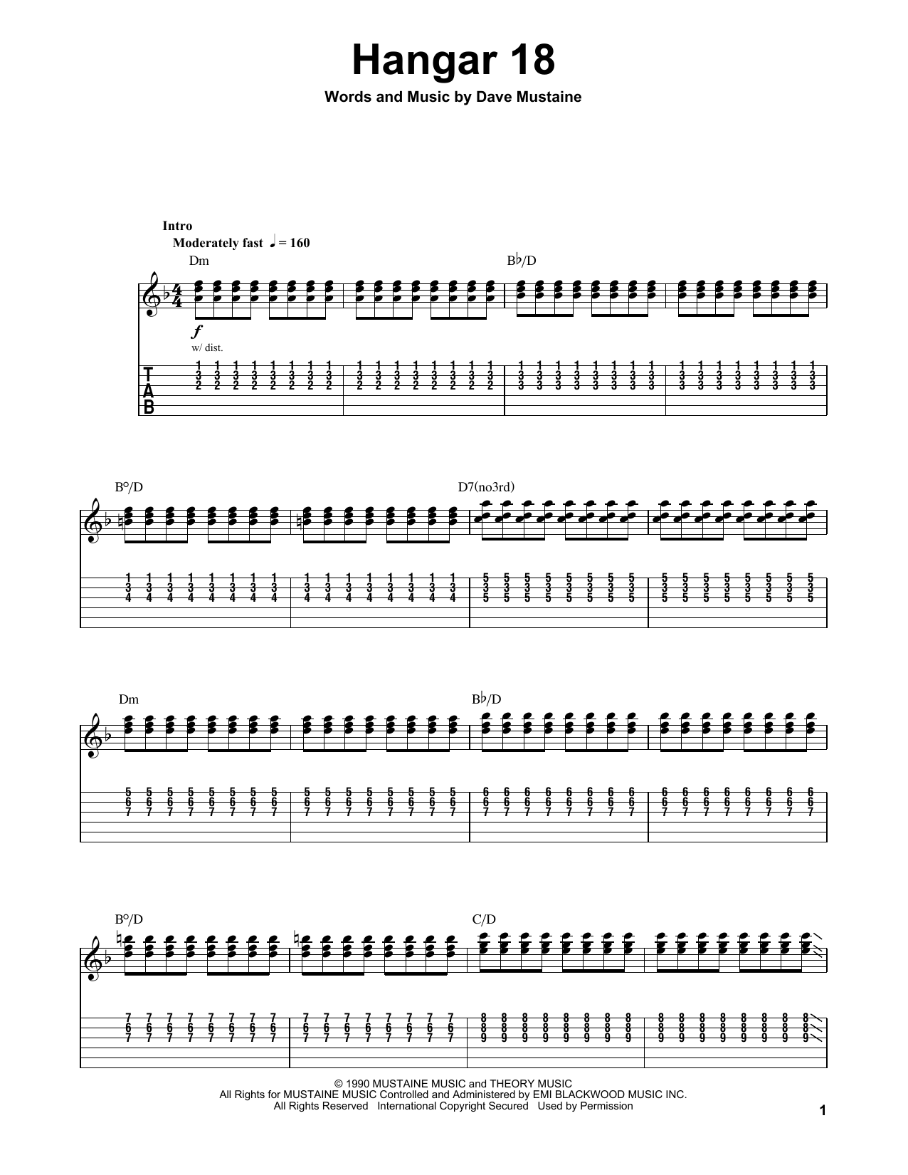 Megadeth Hangar 18 Sheet Music Notes & Chords for Guitar Tab Play-Along - Download or Print PDF
