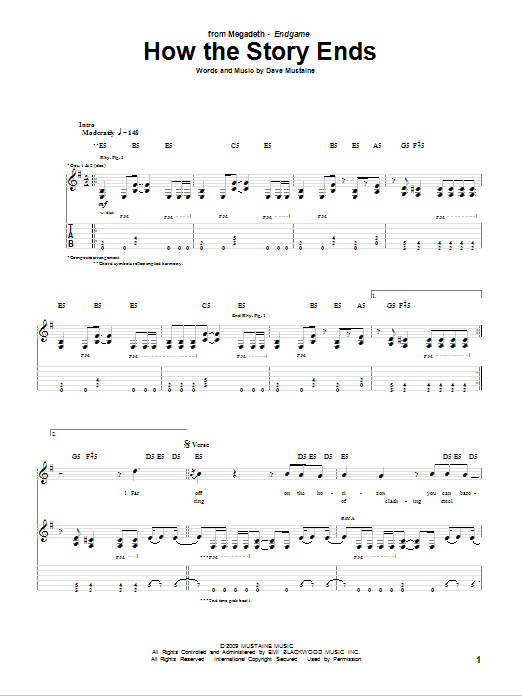 Megadeth How The Story Ends Sheet Music Notes & Chords for Guitar Tab - Download or Print PDF