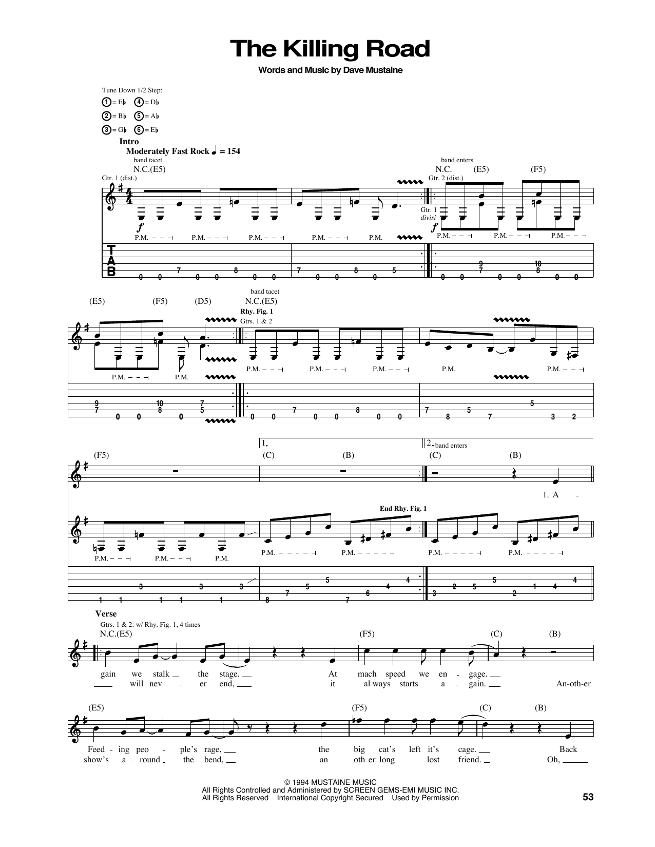 Megadeth The Killing Road Sheet Music Notes & Chords for Guitar Tab - Download or Print PDF