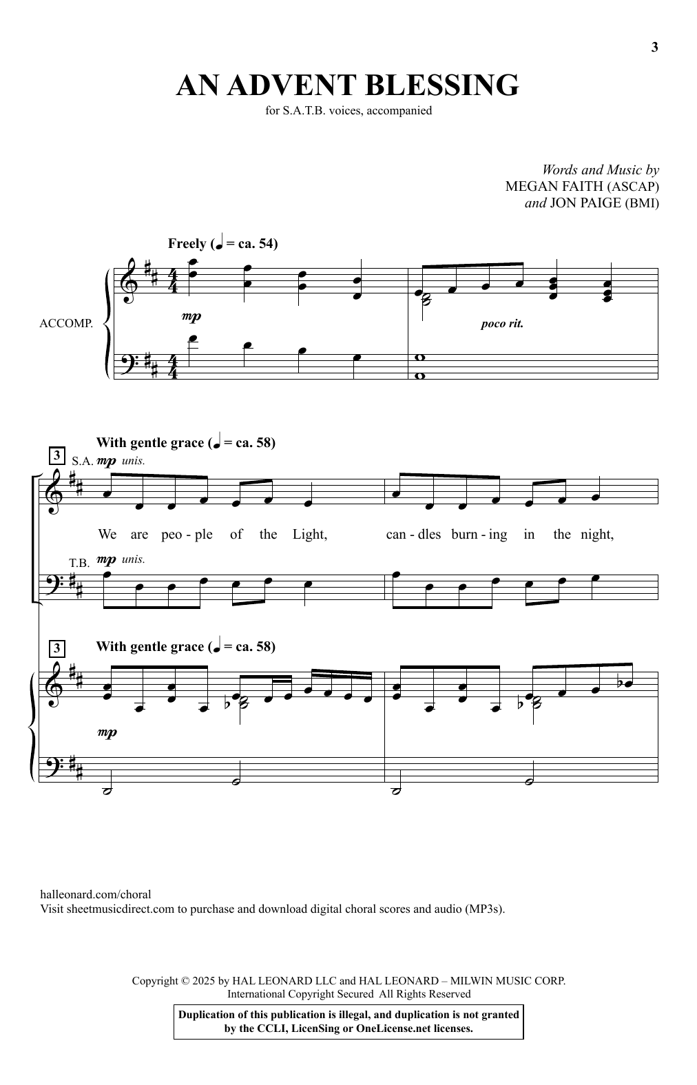 Megan Faith and Jon Paige An Advent Blessing Sheet Music Notes & Chords for SATB Choir - Download or Print PDF