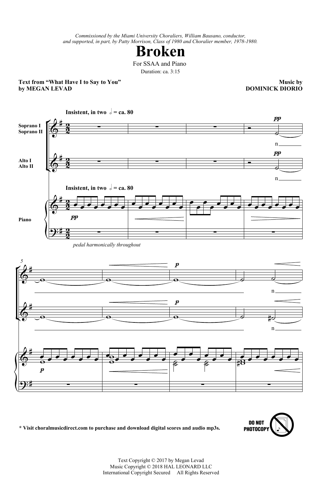 Megan Levad & Dominick DiOrio Broken Sheet Music Notes & Chords for SSA Choir - Download or Print PDF