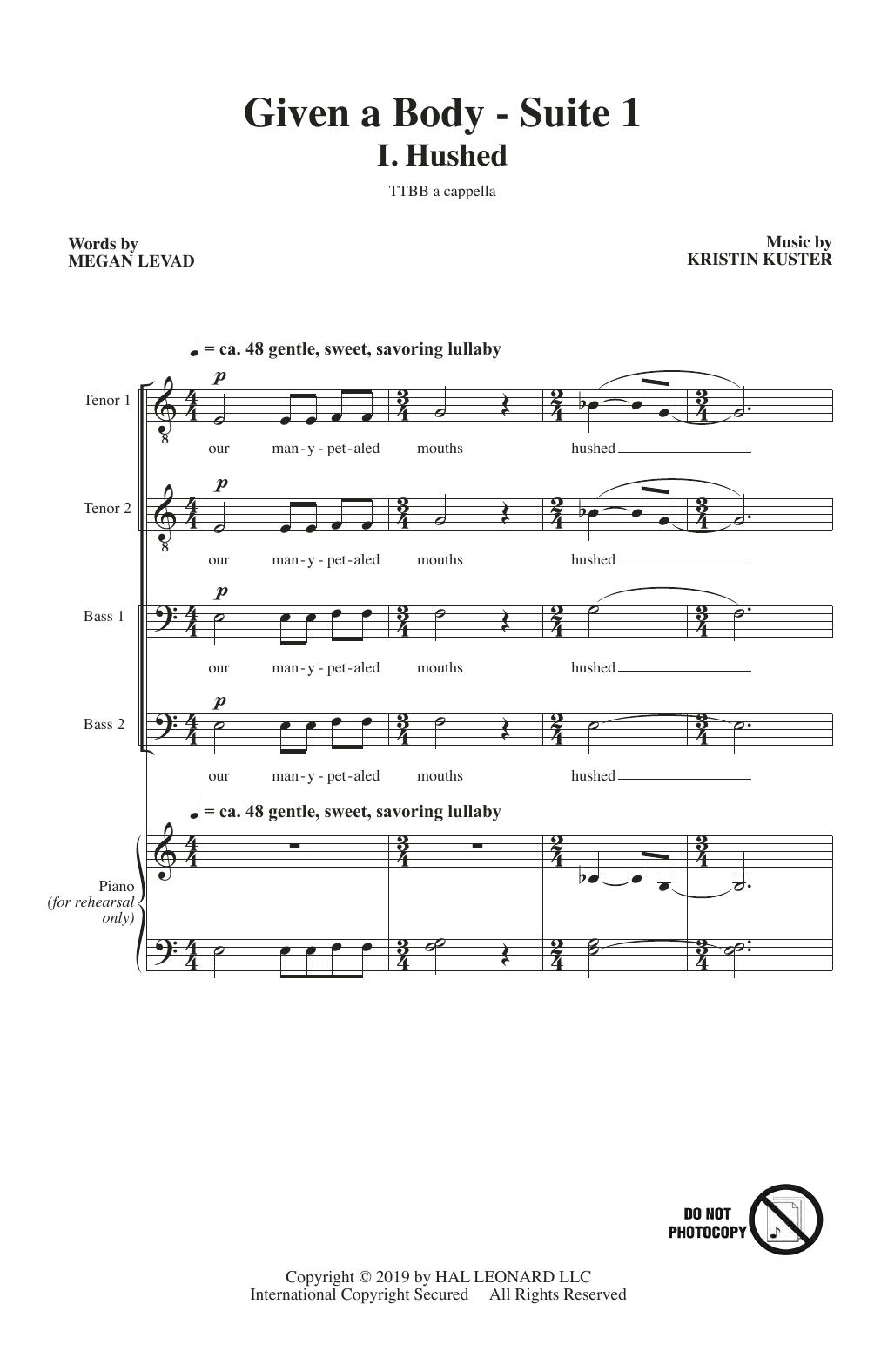 Megan Levad & Kristin Kuster Given A Body: Suite 1 Sheet Music Notes & Chords for TTBB Choir - Download or Print PDF