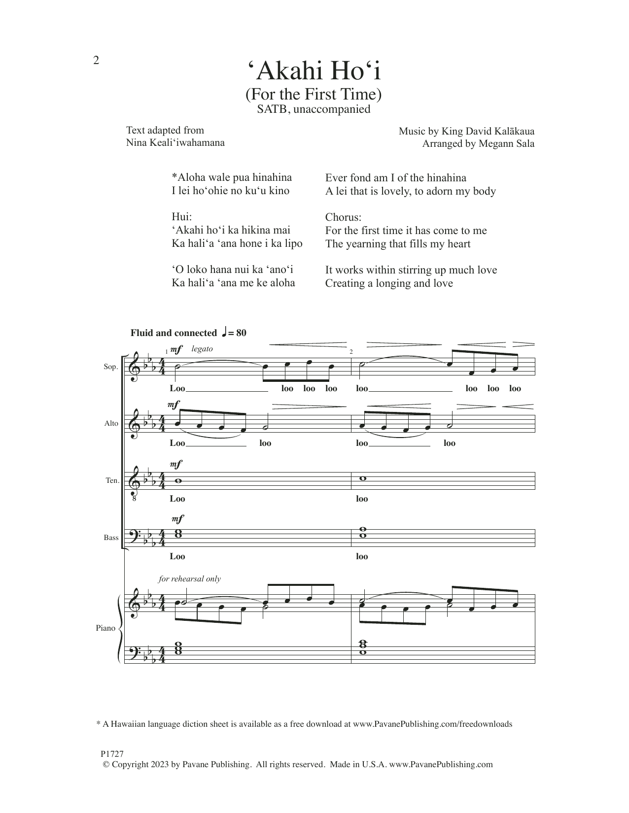 Megann Sala Akahi Ho'i (For The First Time) Sheet Music Notes & Chords for SATB Choir - Download or Print PDF