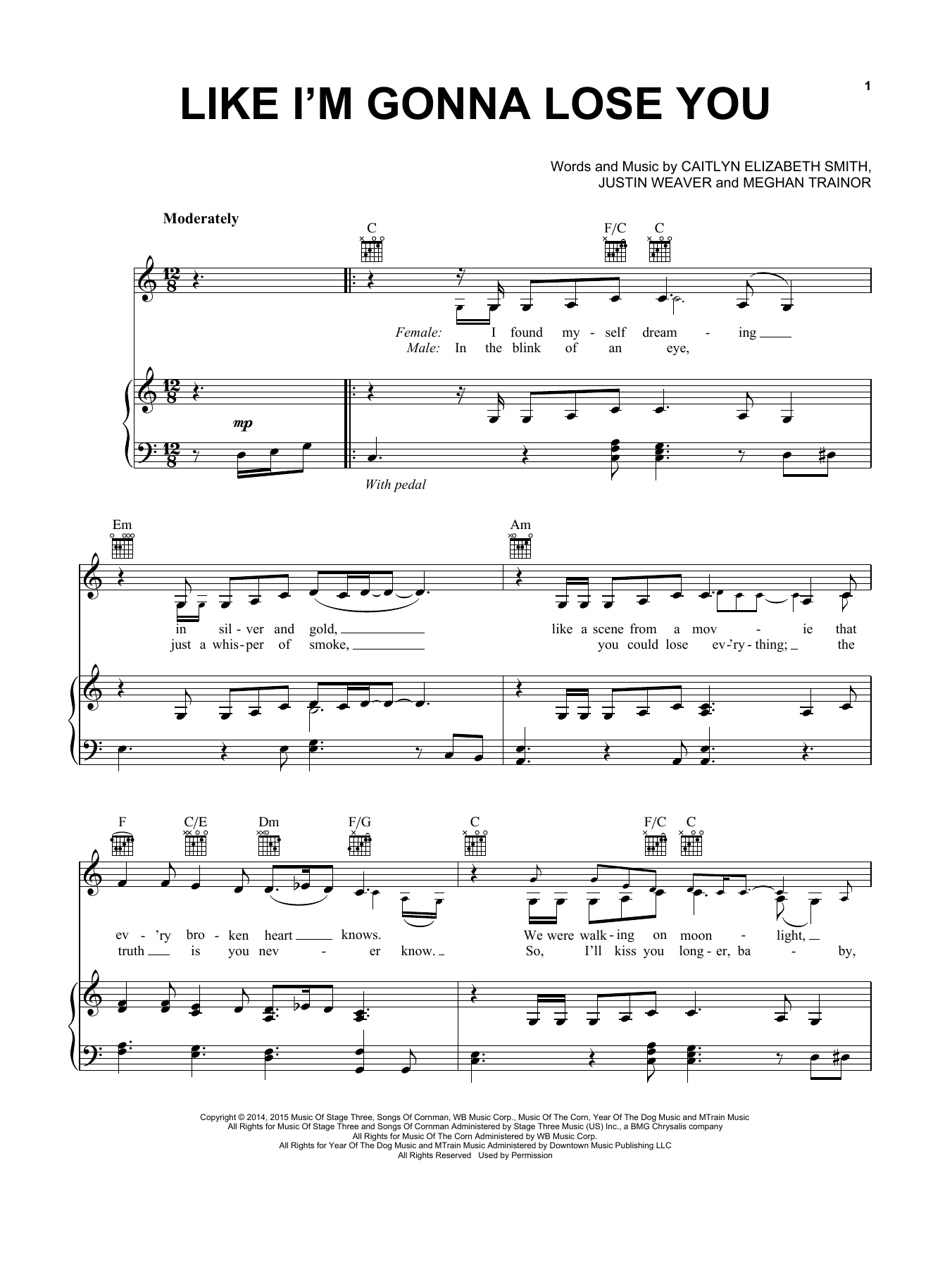 Meghan Trainor Like I'm Gonna Lose You Sheet Music Notes & Chords for Easy Piano - Download or Print PDF