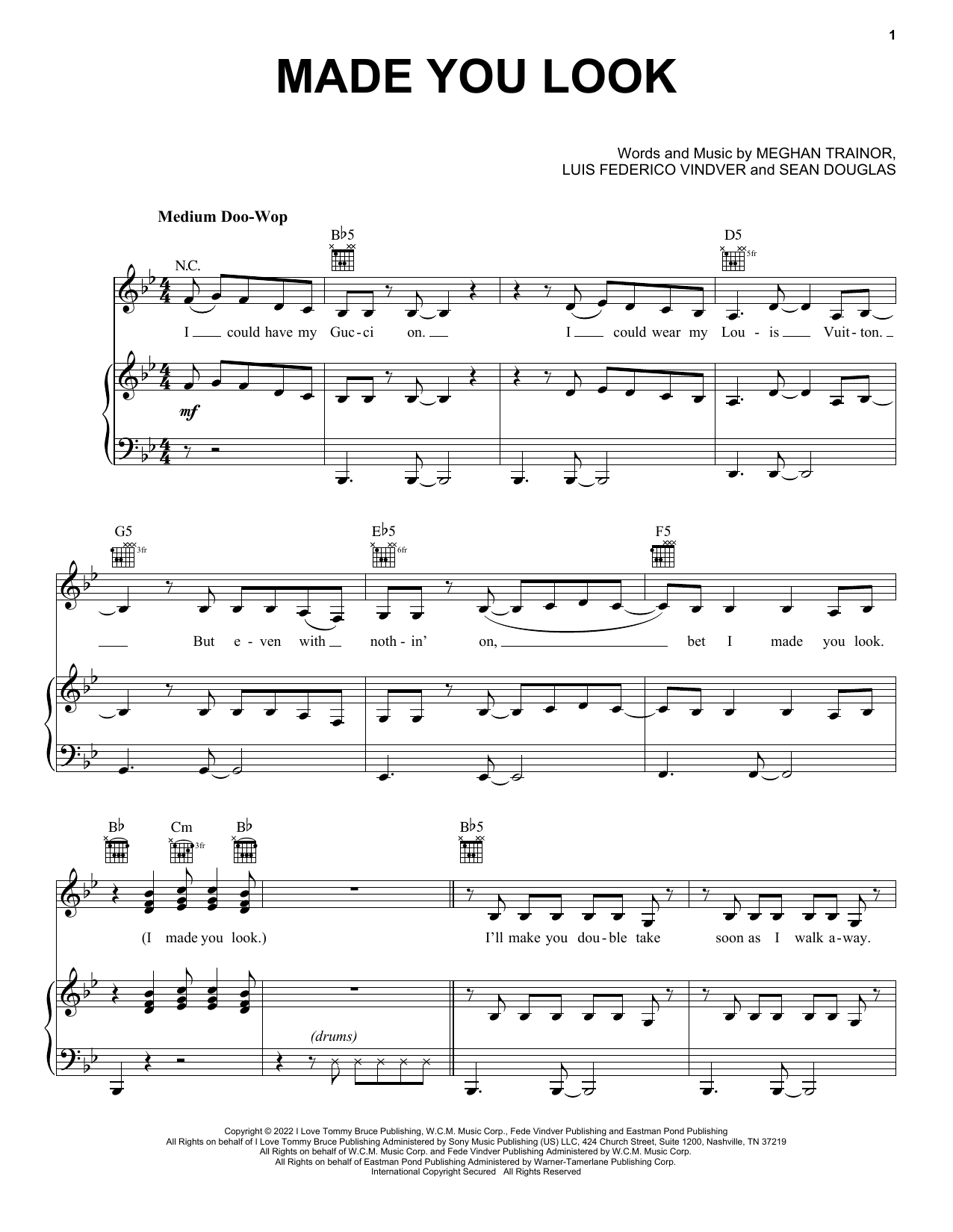 Meghan Trainor Made You Look Sheet Music Notes & Chords for Really Easy Piano - Download or Print PDF