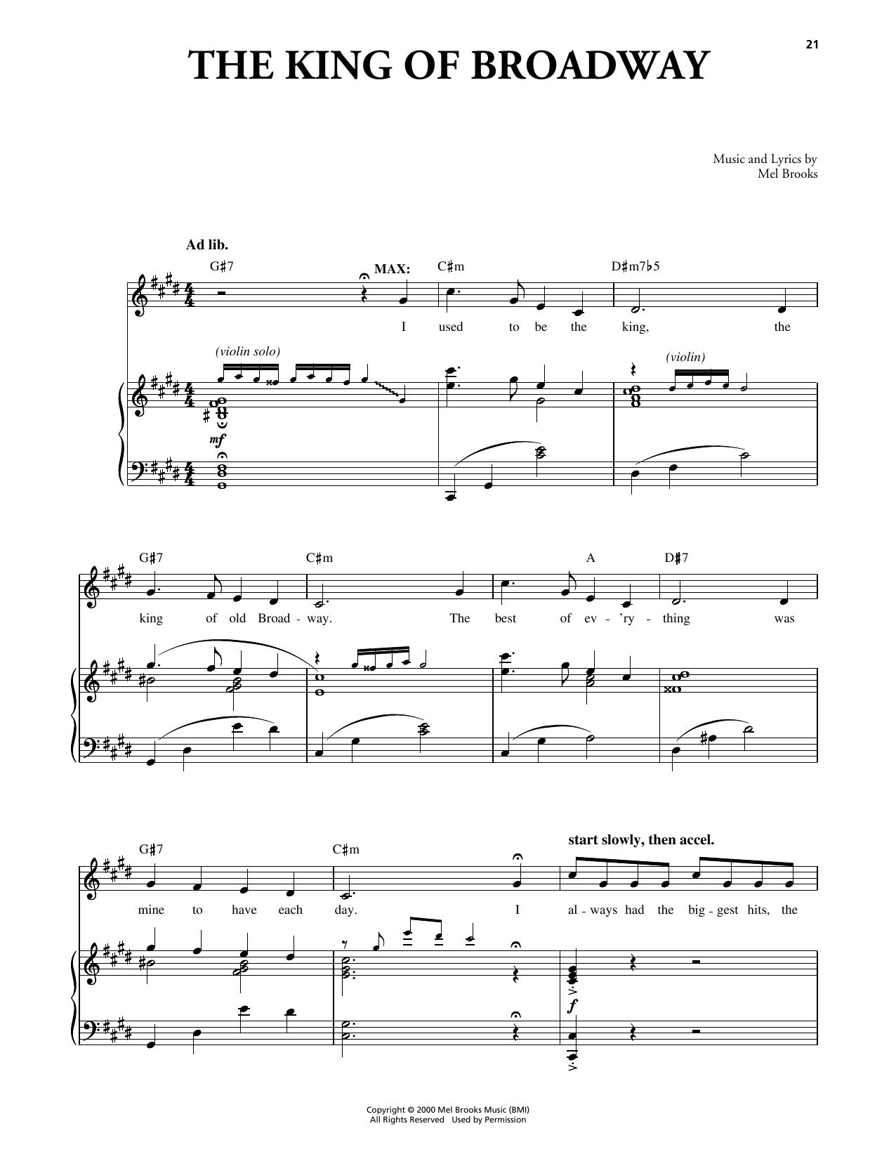 Mel Brooks The King Of Broadway (from The Producers) Sheet Music Notes & Chords for Piano & Vocal - Download or Print PDF