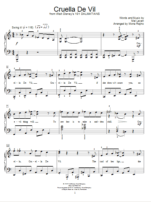 Mona Rejino Cruella De Vil Sheet Music Notes & Chords for Educational Piano - Download or Print PDF