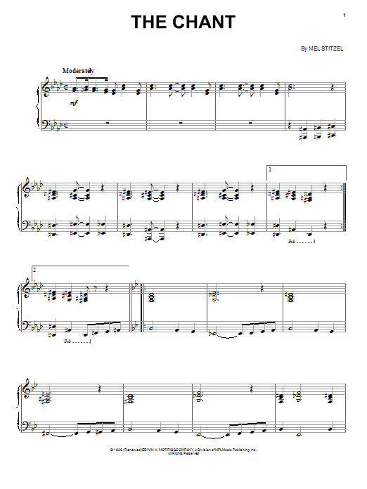 Mel Stitzel The Chant Sheet Music Notes & Chords for Piano, Vocal & Guitar (Right-Hand Melody) - Download or Print PDF