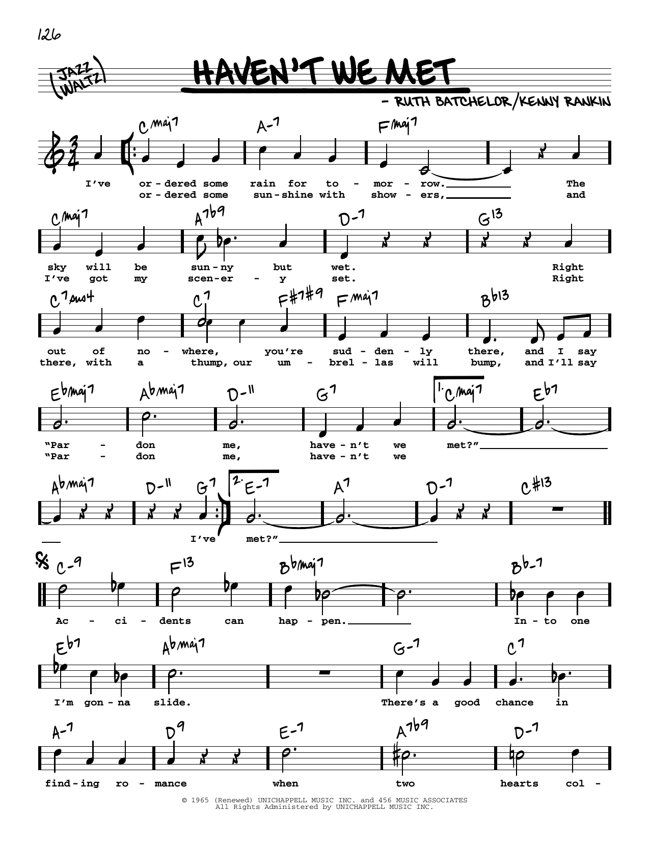 Mel Torme Haven't We Met (High Voice) Sheet Music Notes & Chords for Real Book – Melody, Lyrics & Chords - Download or Print PDF