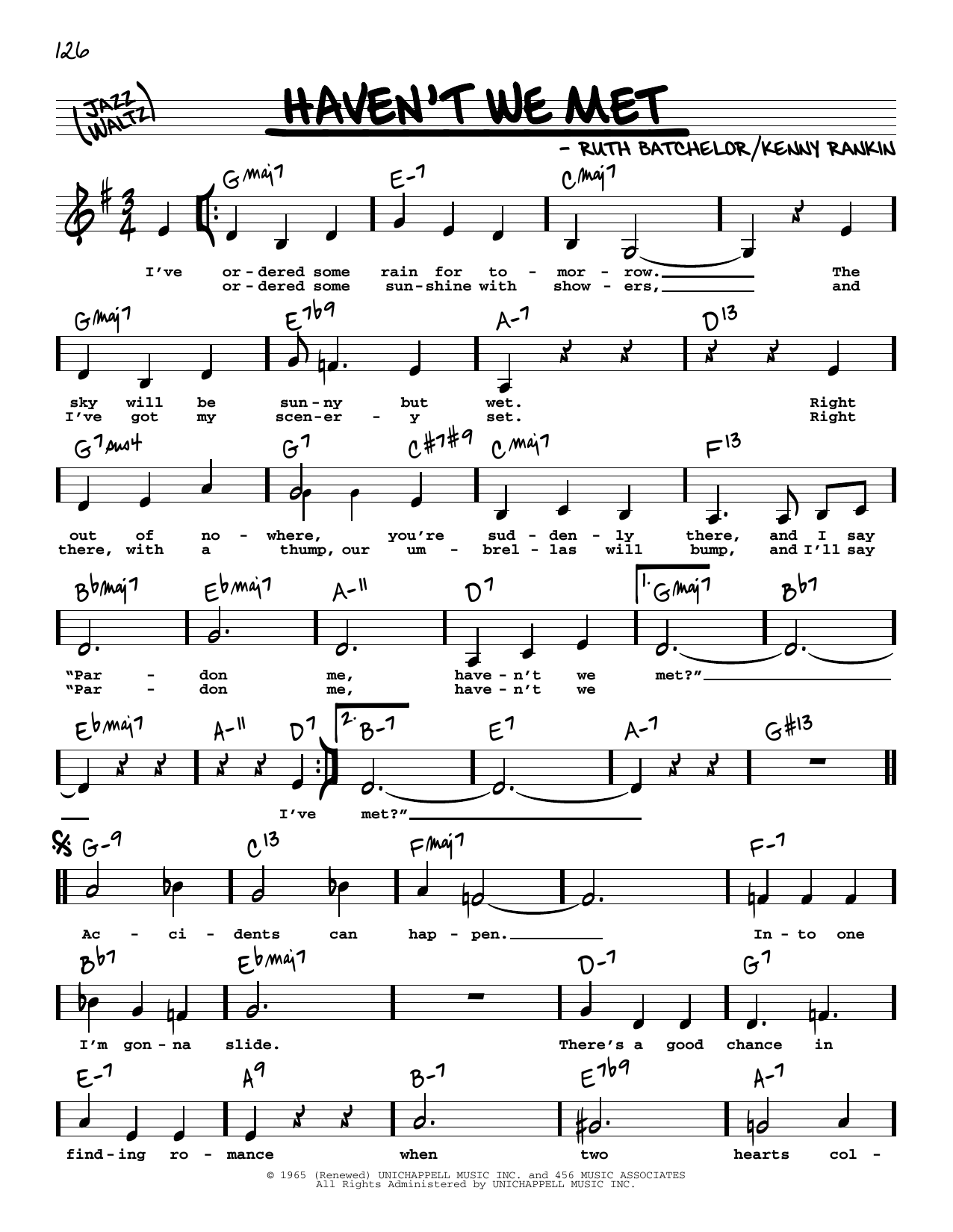 Mel Torme Haven't We Met (Low Voice) Sheet Music Notes & Chords for Real Book – Melody, Lyrics & Chords - Download or Print PDF