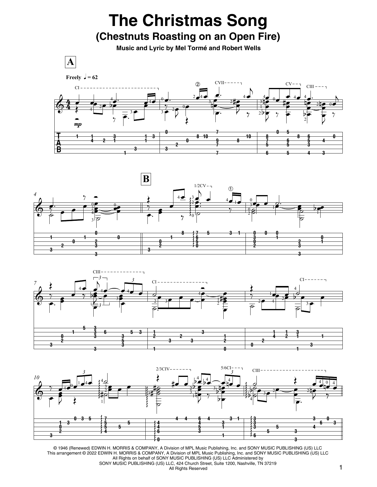Mel Torme The Christmas Song (Chestnuts Roasting On An Open Fire) (arr. David Jaggs) Sheet Music Notes & Chords for Solo Guitar - Download or Print PDF
