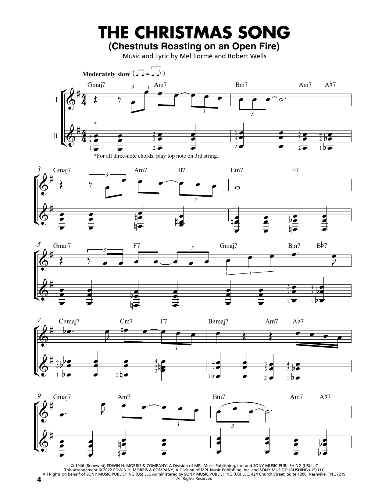 Mel Torme The Christmas Song (Chestnuts Roasting On An Open Fire) (arr. Mark Phillips) Sheet Music Notes & Chords for Easy Guitar Tab - Download or Print PDF