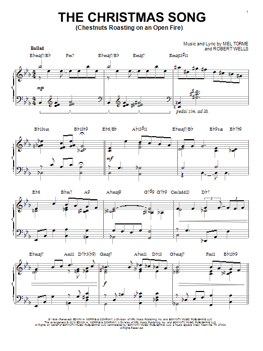 Mel Torme The Christmas Song (Chestnuts Roasting On An Open Fire) [Jazz Version] (arr. Brent Edstrom) Sheet Music Notes & Chords for Piano & Vocal - Download or Print PDF