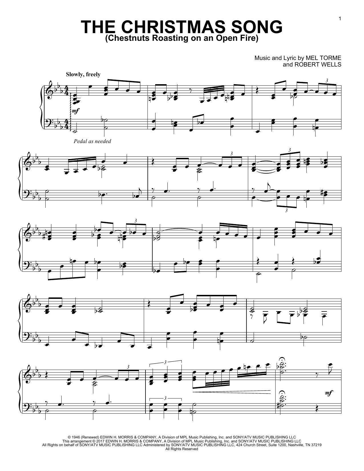 Mel Tormé The Christmas Song (Chestnuts Roasting On An Open Fire) [Jazz version] Sheet Music Notes & Chords for Piano - Download or Print PDF