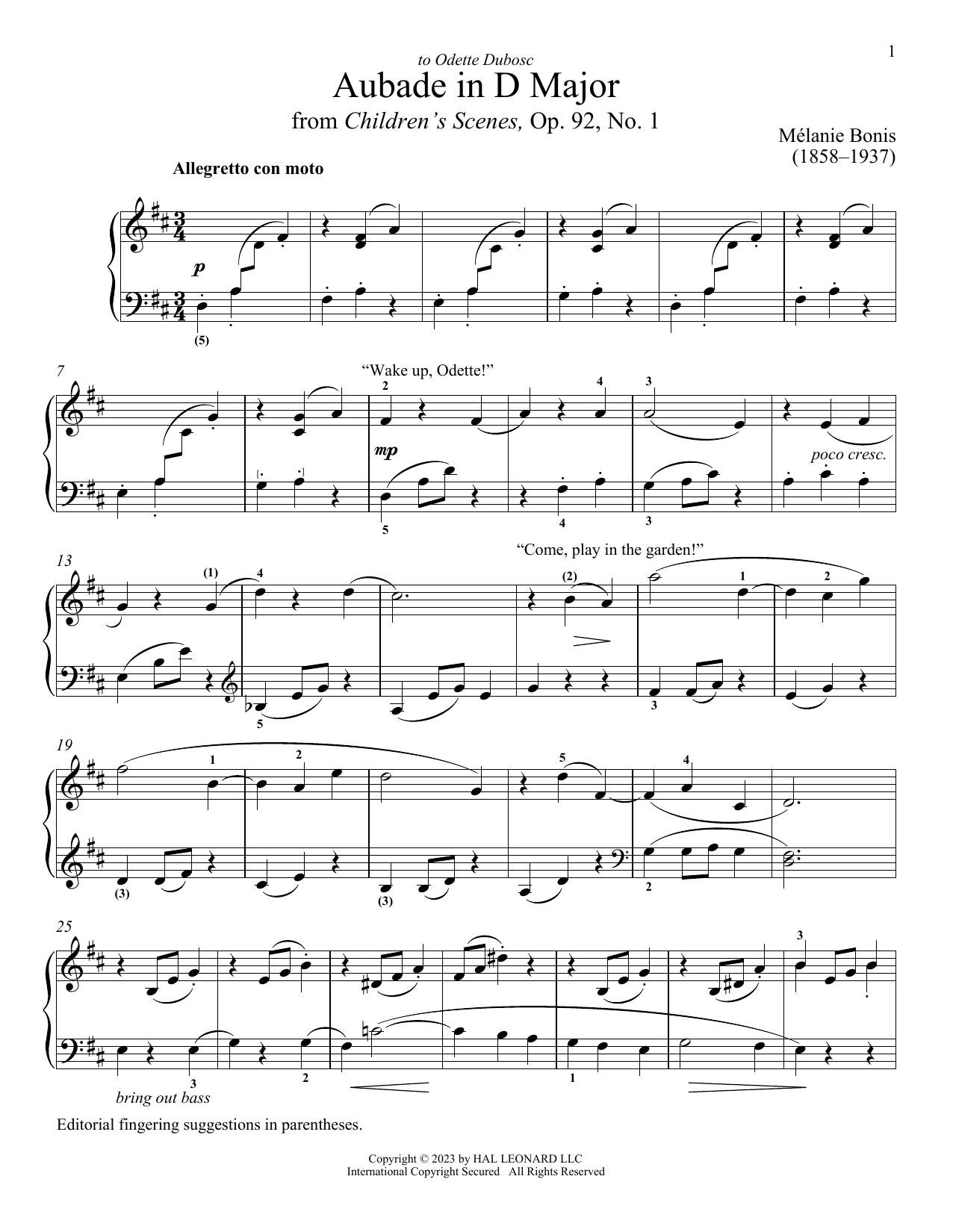 Melanie Bonis Aubade Sheet Music Notes & Chords for Piano Solo - Download or Print PDF