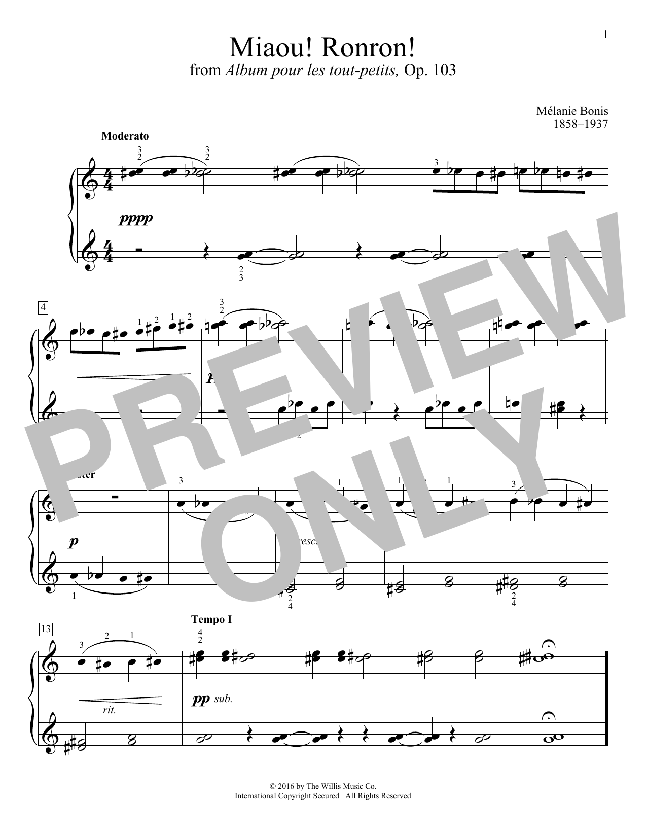 Melanie Bonis Miaou! Ronron! Sheet Music Notes & Chords for Educational Piano - Download or Print PDF