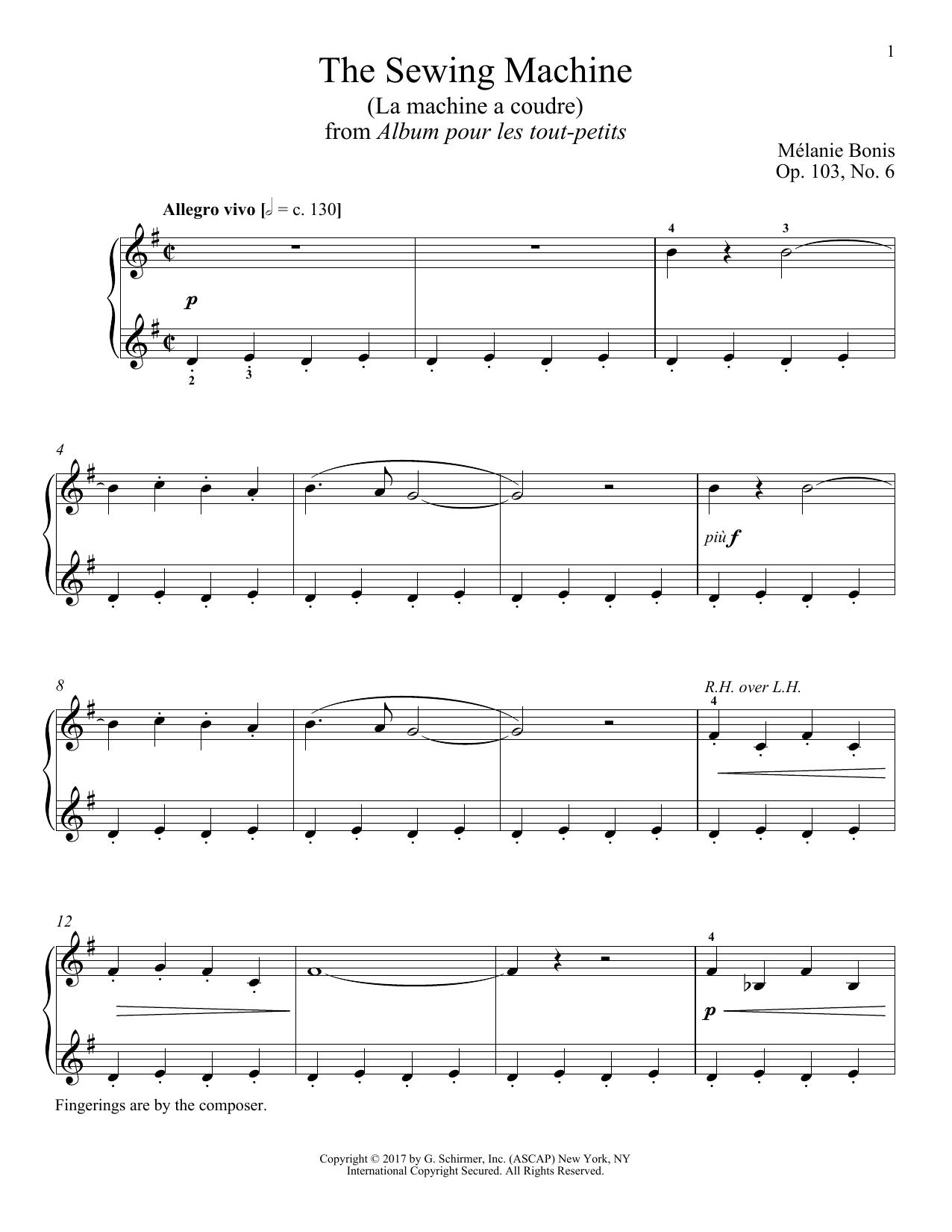 Melanie Bonis The Sewing Machine (La machine a courde) Sheet Music Notes & Chords for Piano - Download or Print PDF